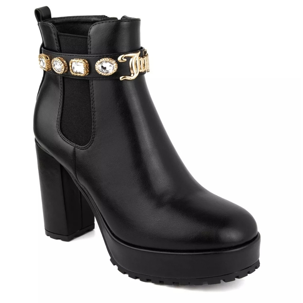 Juicy Couture Leather Zip Python Ankle Boots Chun… - image 2